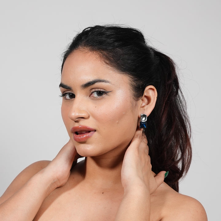 Sapphire Blue European-Style Stud Earrings