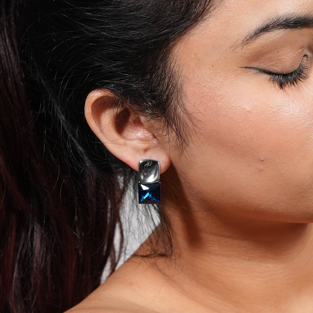 Sapphire Blue European-Style Stud Earrings