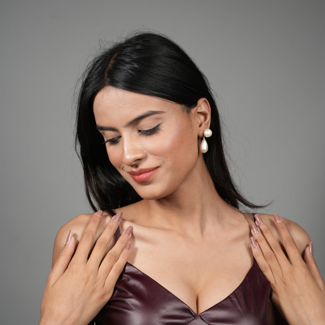 Celeste Drop Duo Pearl Earrings