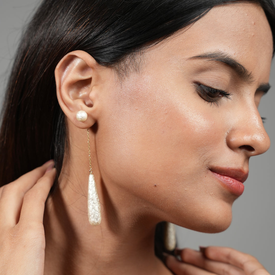 Elegant Pearl Drop Chain Earrings