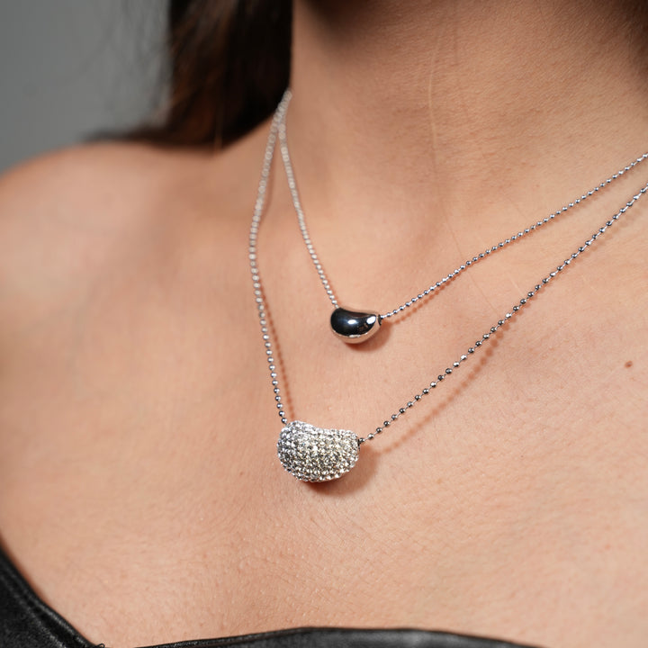 Nova Gleam – Layered Silver Moon Necklace