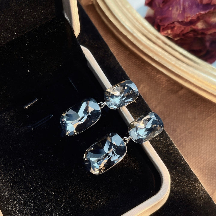 Double Cushion-Cut Drop Earrings – Twilight Amethyst & Smoky Graphite