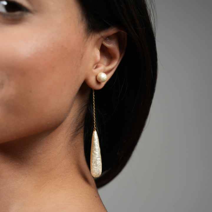 Elegant Pearl Drop Chain Earrings