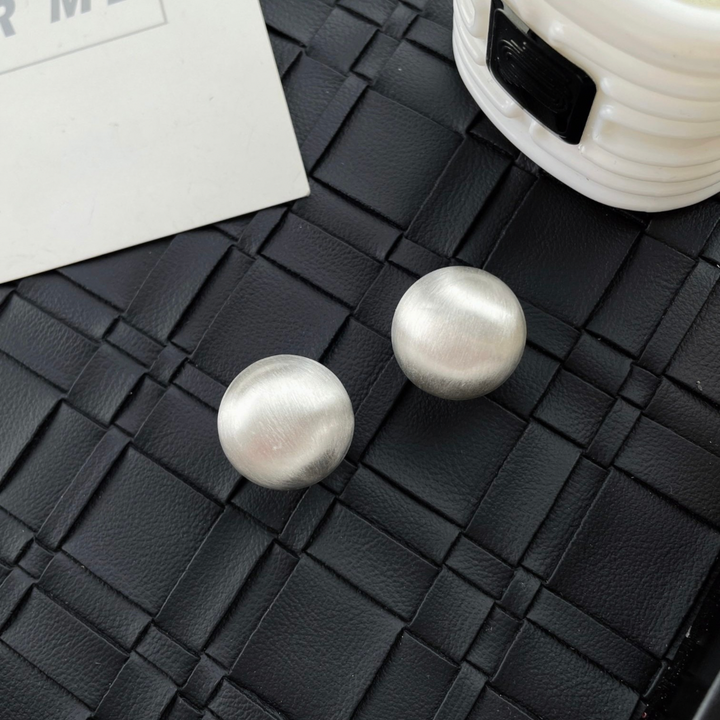 Satin Dome Clip-On Earrings – Brushed Silver & Champagne Gold