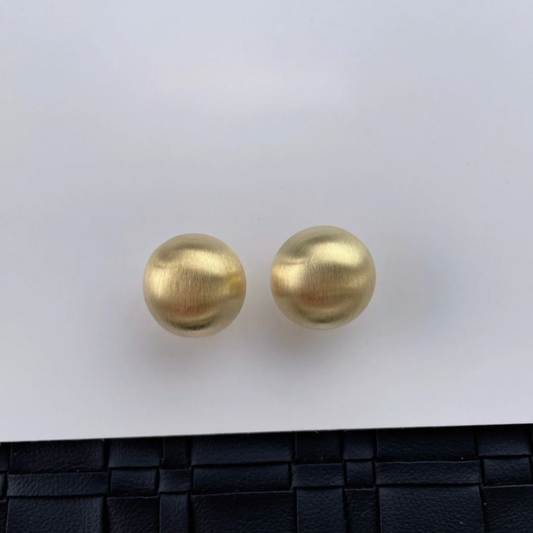 Satin Dome Clip-On Earrings – Brushed Silver & Champagne Gold