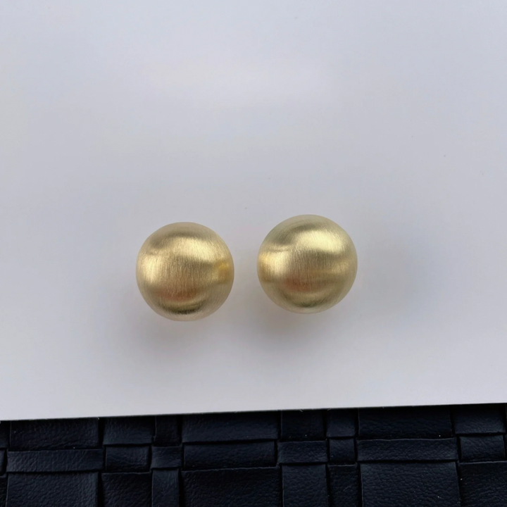 Satin Dome Clip-On Earrings – Brushed Silver & Champagne Gold