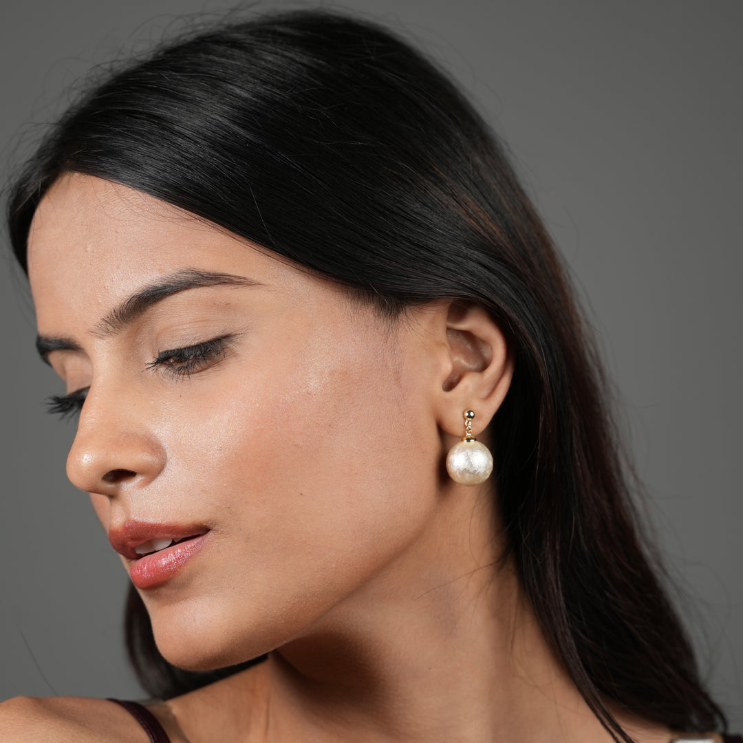 Luxe Textured Pearl Drop Earrings