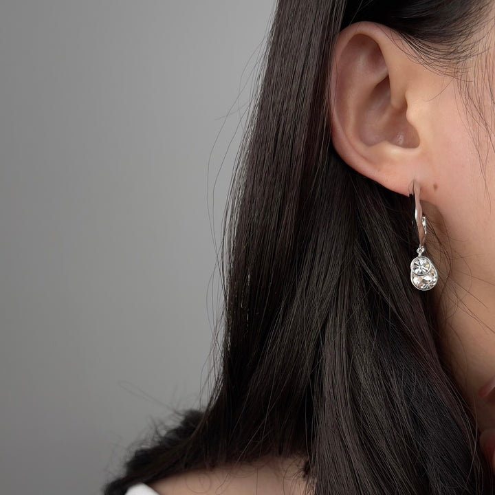 Twilight Bloom – Dual Crystal Drop Hoop Earrings