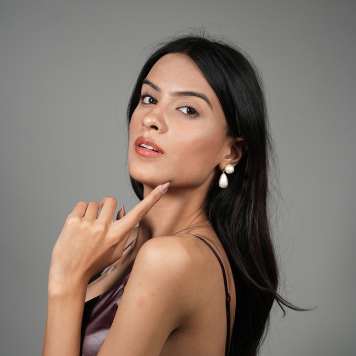 Celeste Drop Duo Pearl Earrings