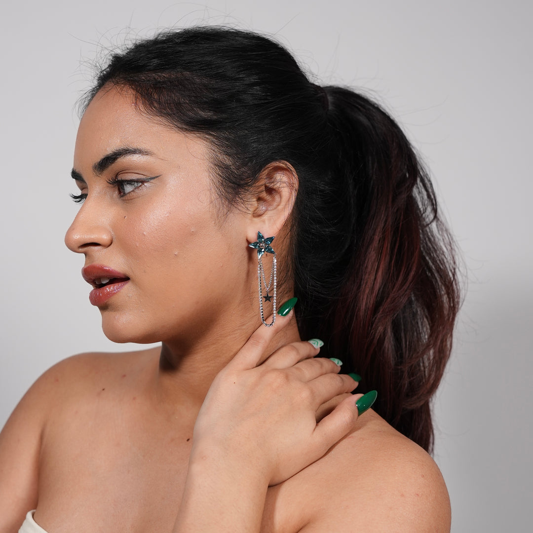 Crystal Star Statement Earrings – Tassel & Cosmic Chain Styles