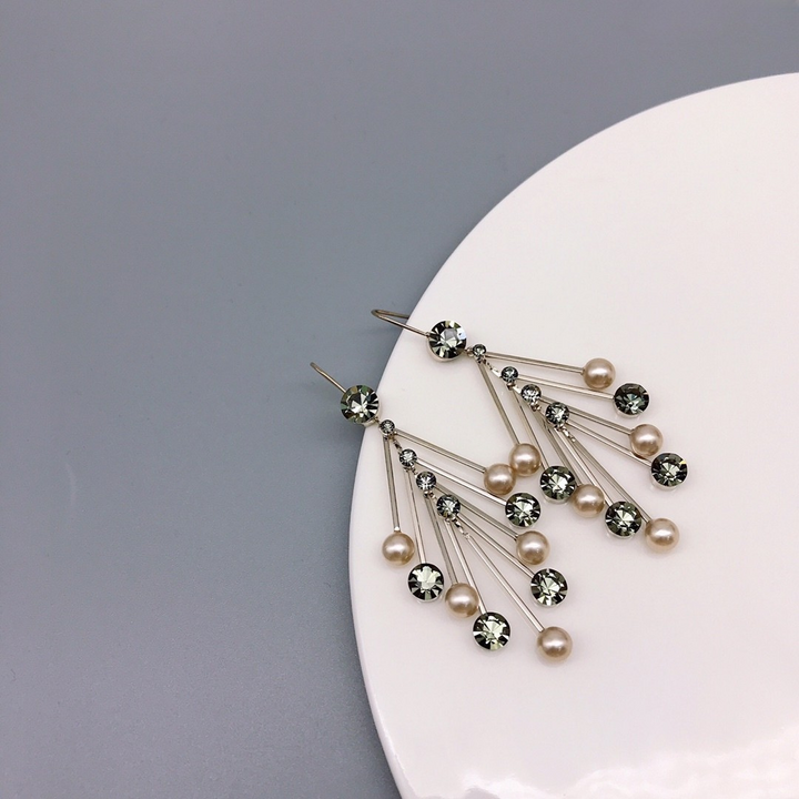 Elegant Starburst Crystal & Pearl Chandelier Earrings – Luxe Statement Jewelry