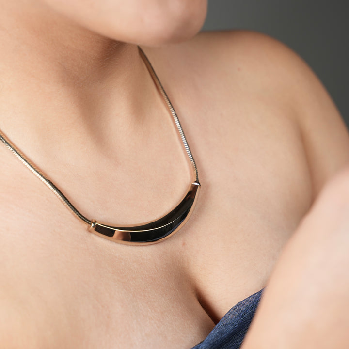 Modern Sculpted Silver Bar Choker Necklace