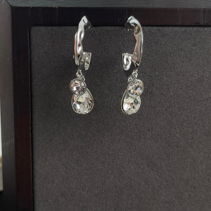 Twilight Bloom – Dual Crystal Drop Hoop Earrings