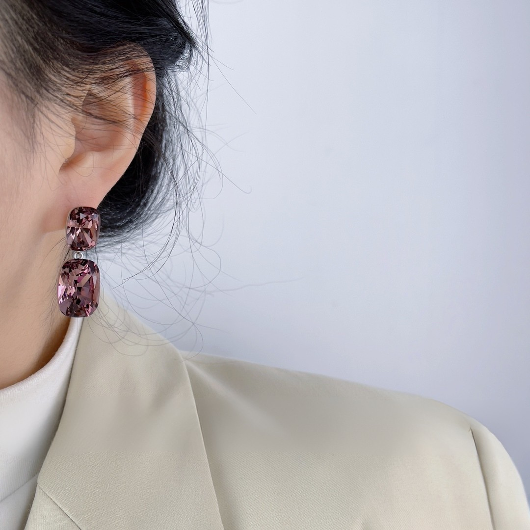 Double Cushion-Cut Drop Earrings – Twilight Amethyst & Smoky Graphite