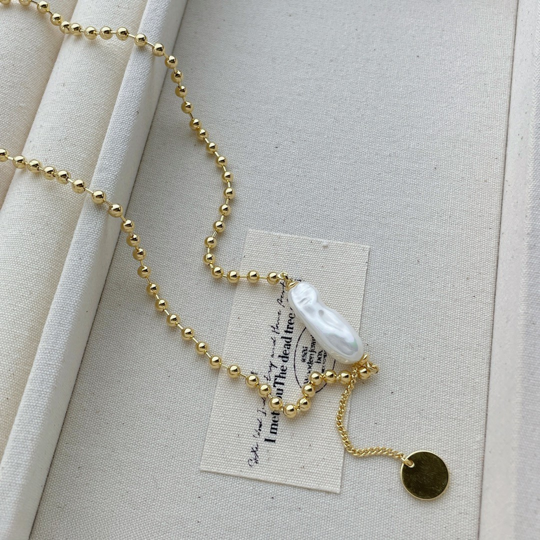 Luna Pearl Drop – Dual Tone Necklace