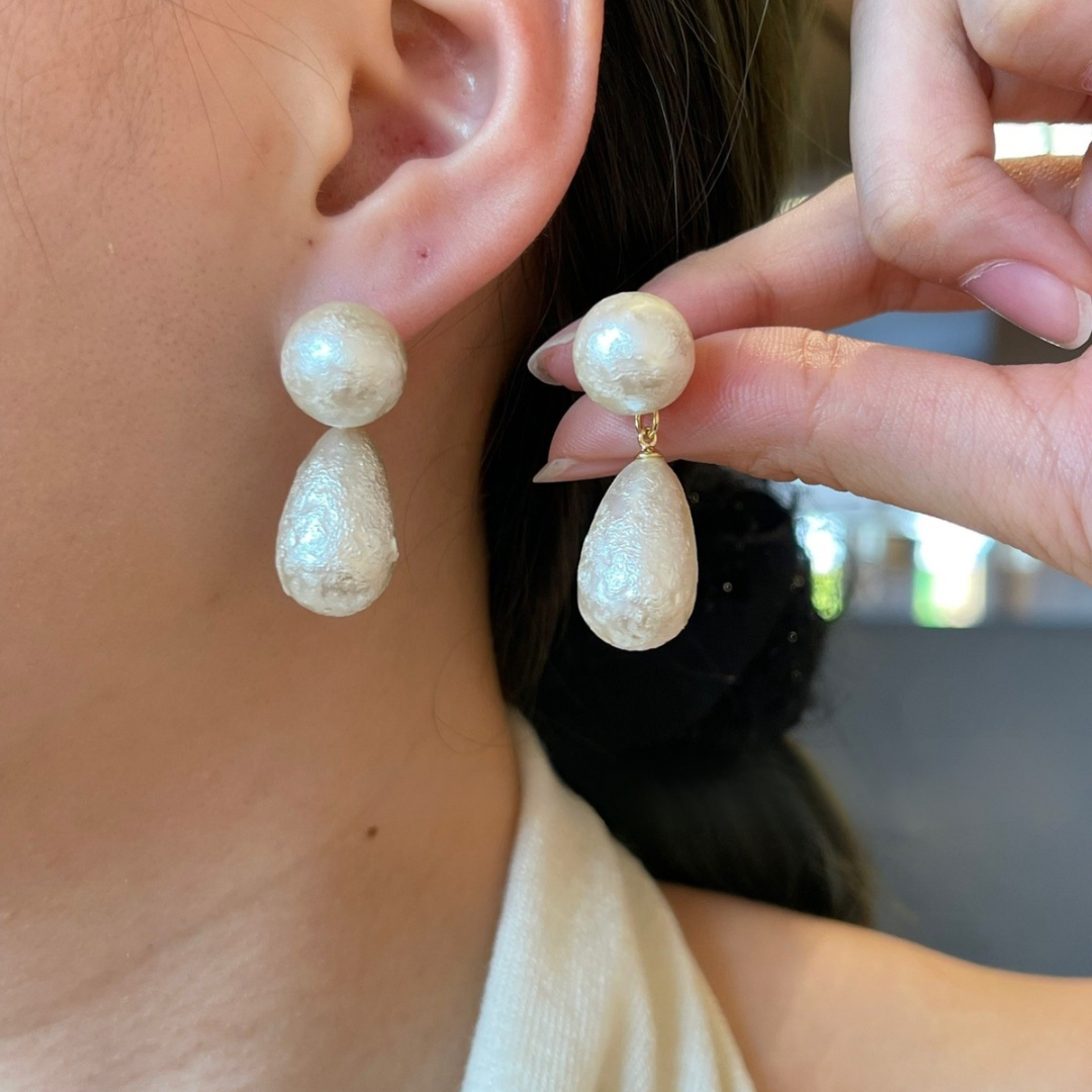 Celeste Drop Duo Pearl Earrings