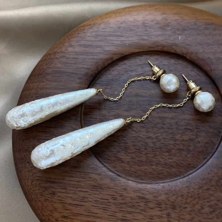 Elegant Pearl Drop Chain Earrings