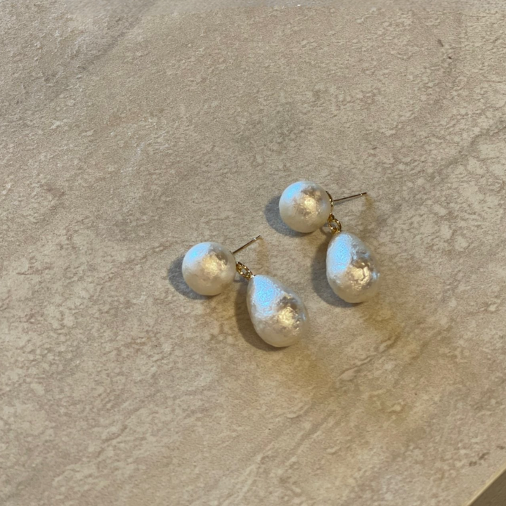 Celeste Drop Duo Pearl Earrings