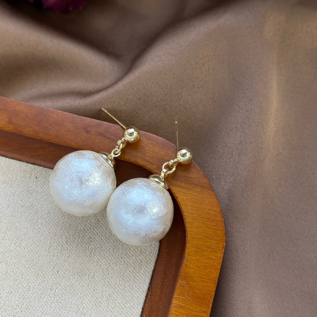 Luxe Textured Pearl Drop Earrings