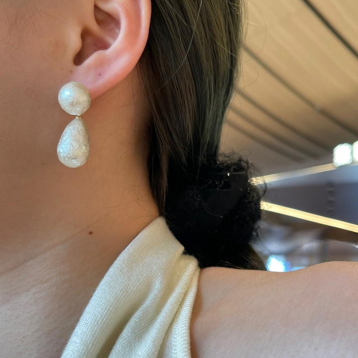 Celeste Drop Duo Pearl Earrings