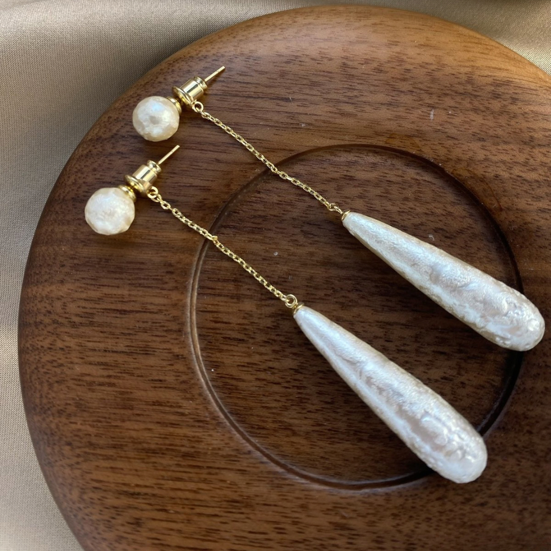 Elegant Pearl Drop Chain Earrings