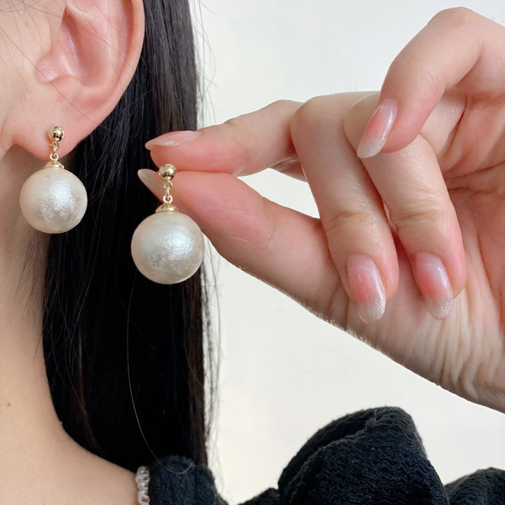 Luxe Textured Pearl Drop Earrings