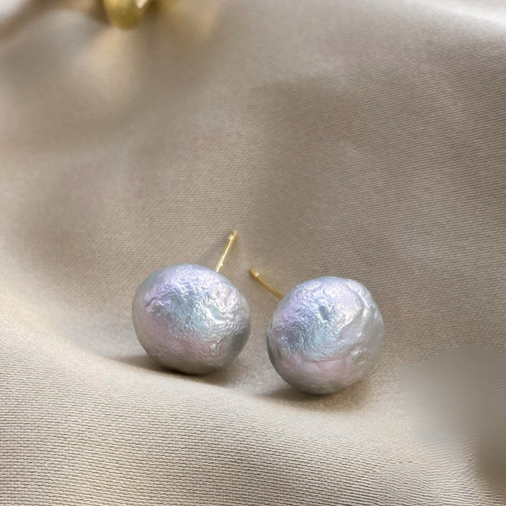 Iridescent Frost Textured Pearl Studs