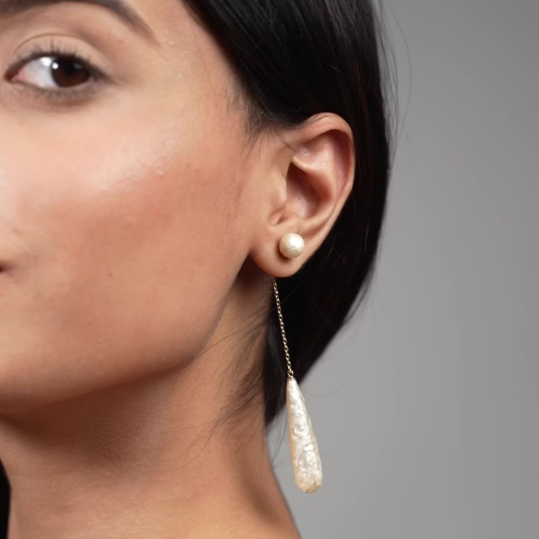 Elegant Pearl Drop Chain Earrings