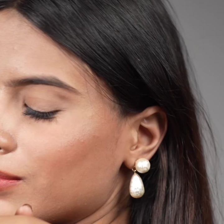 Celeste Drop Duo Pearl Earrings