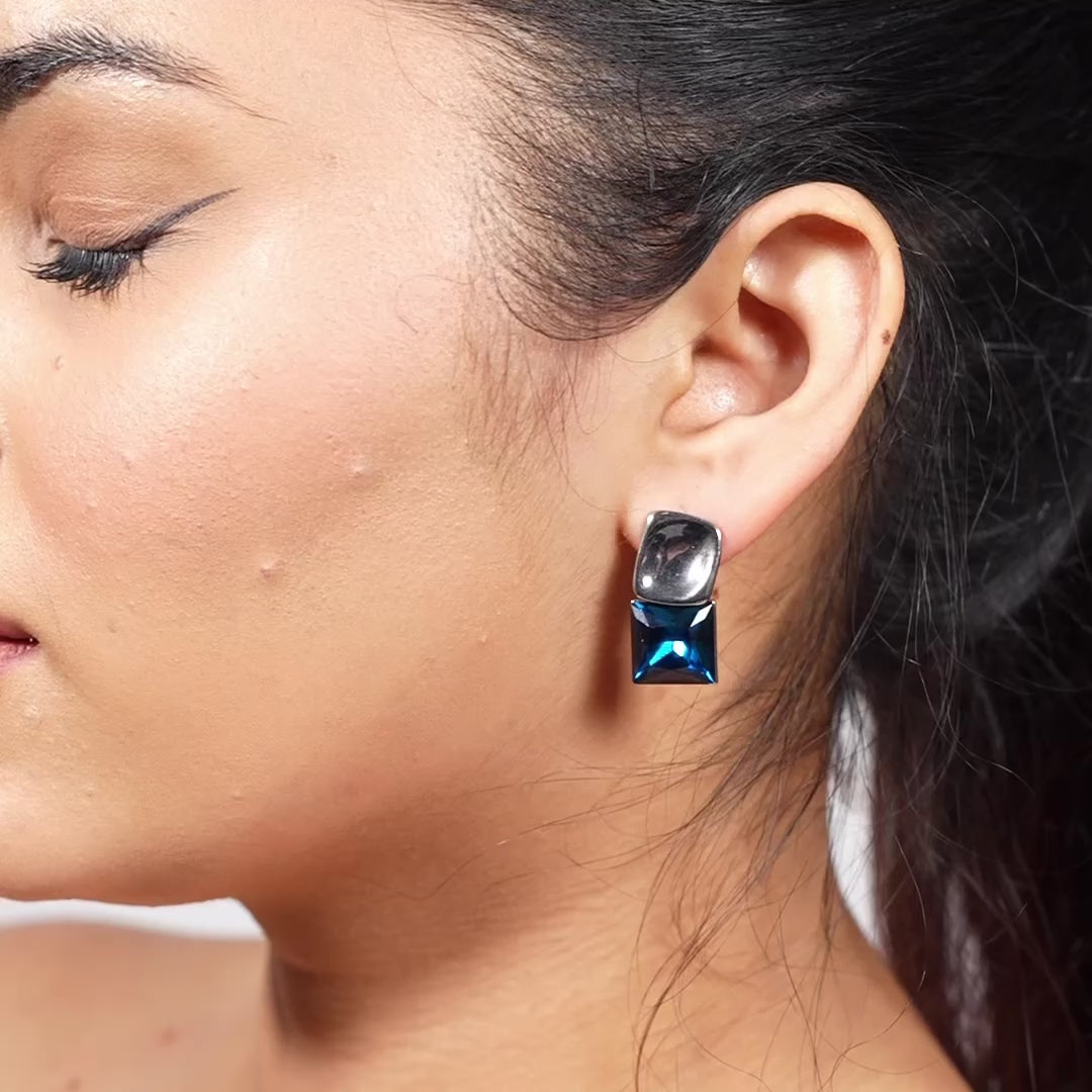 Sapphire Blue European-Style Stud Earrings