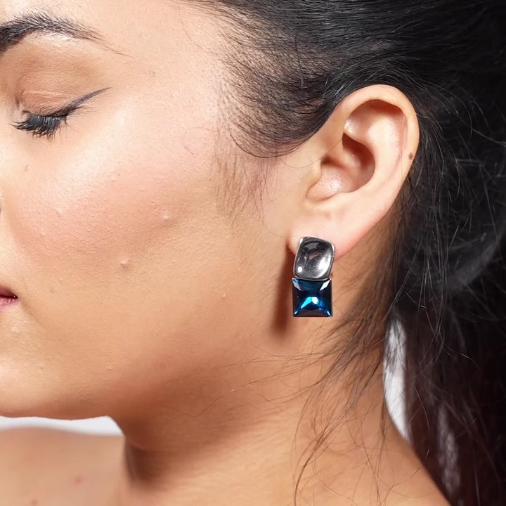 Sapphire Blue European-Style Stud Earrings