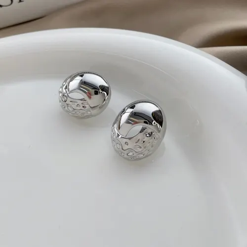 Crater Dome Metal Stud Earrings – Chunky Silver & Gold Statement Hoops