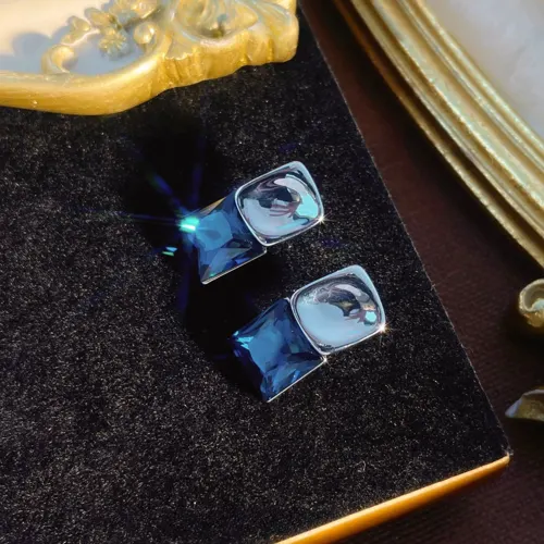 Sapphire Blue European-Style Stud Earrings